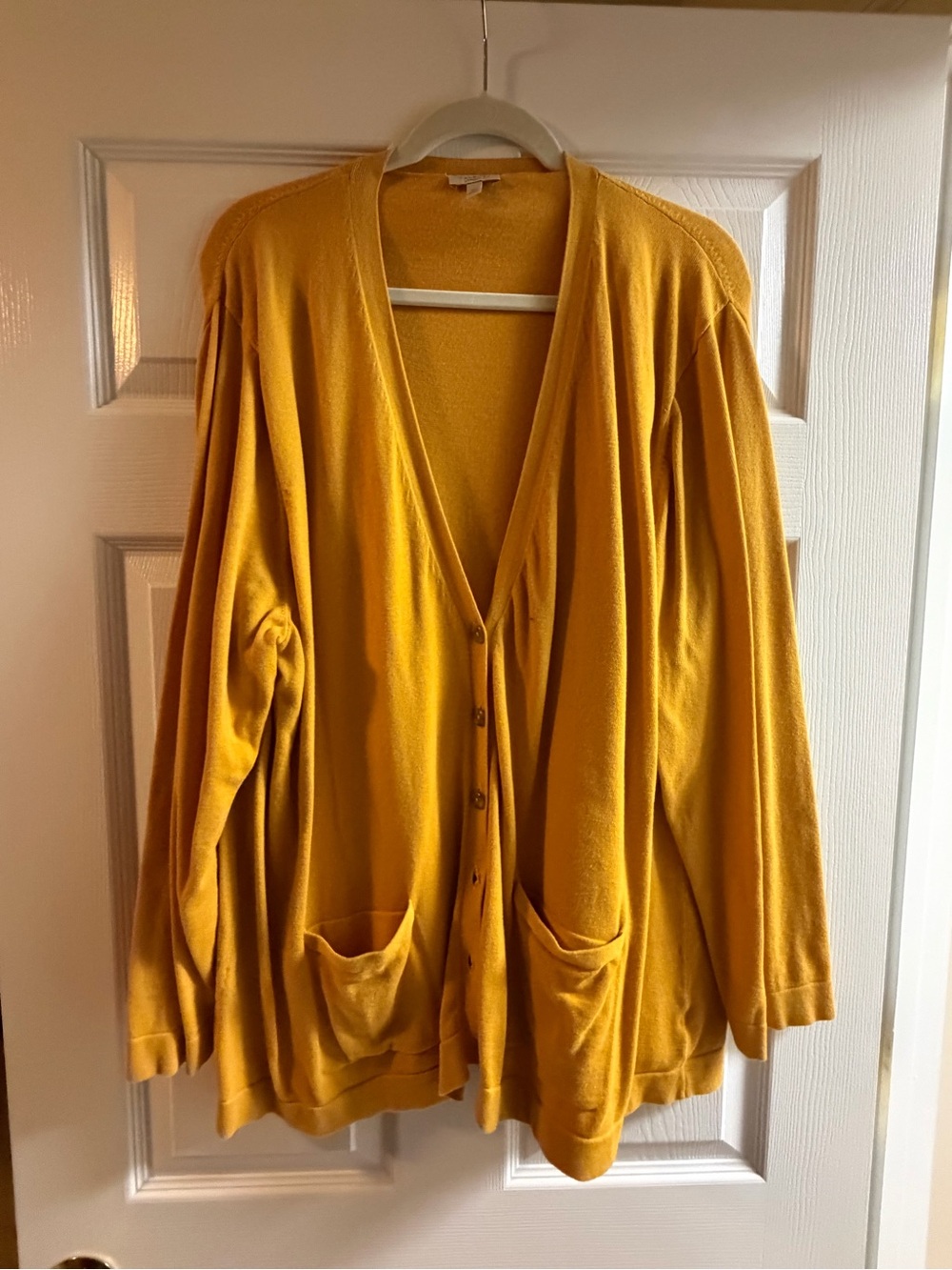 Talbots Mustard Yellow Button-Front Cardigan